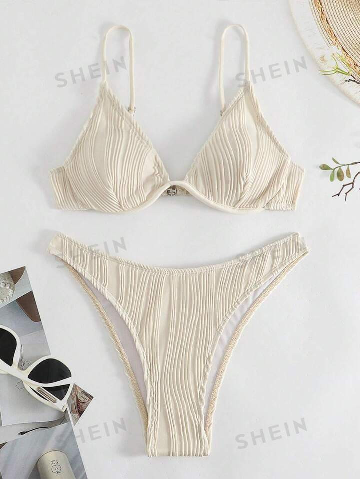 Solid Underwire Bikini Swimsuit | SHEIN