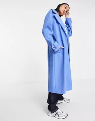 River Island longline duster coat in blue | ASOS (Global)