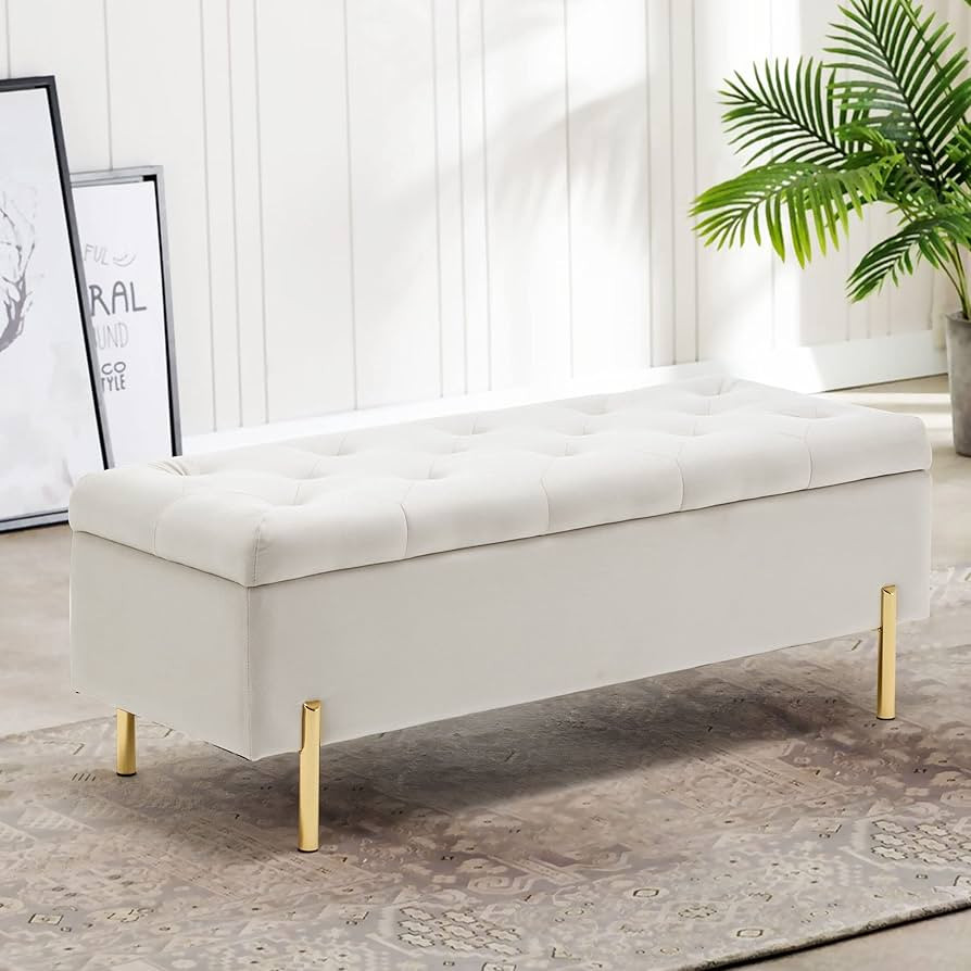 Apeaka Storage Bench Velvet Upholstered Tufted Settee Bench for Bedroom Living Room Entryway Rect... | Amazon (US)