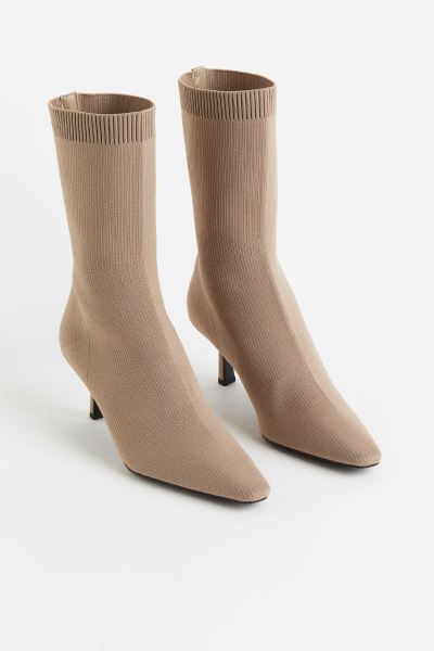 Heeled Sock Boots - Beige - Ladies | H&M US | H&M (US + CA)