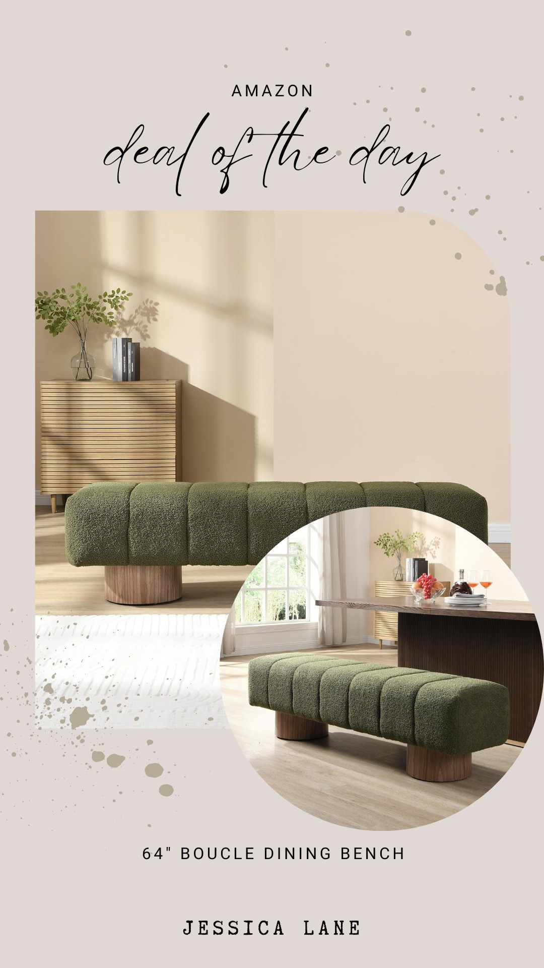 A 64-inch boucle dining or accent bench that adds softness and style at the end of a bed, along a dining table, or in an entryway.#AmazonFinds #FurnitureDeals

#LTKSaleAlert #LTKHome