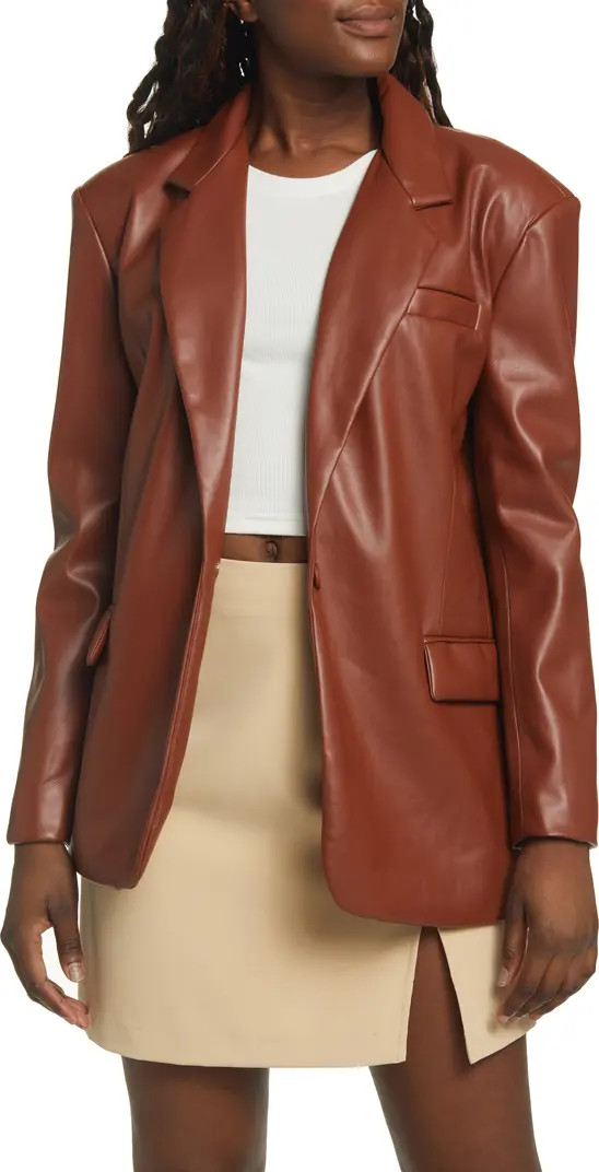 BLANKNYC Oversize One-Button Faux Leather Blazer | Nordstrom | Nordstrom