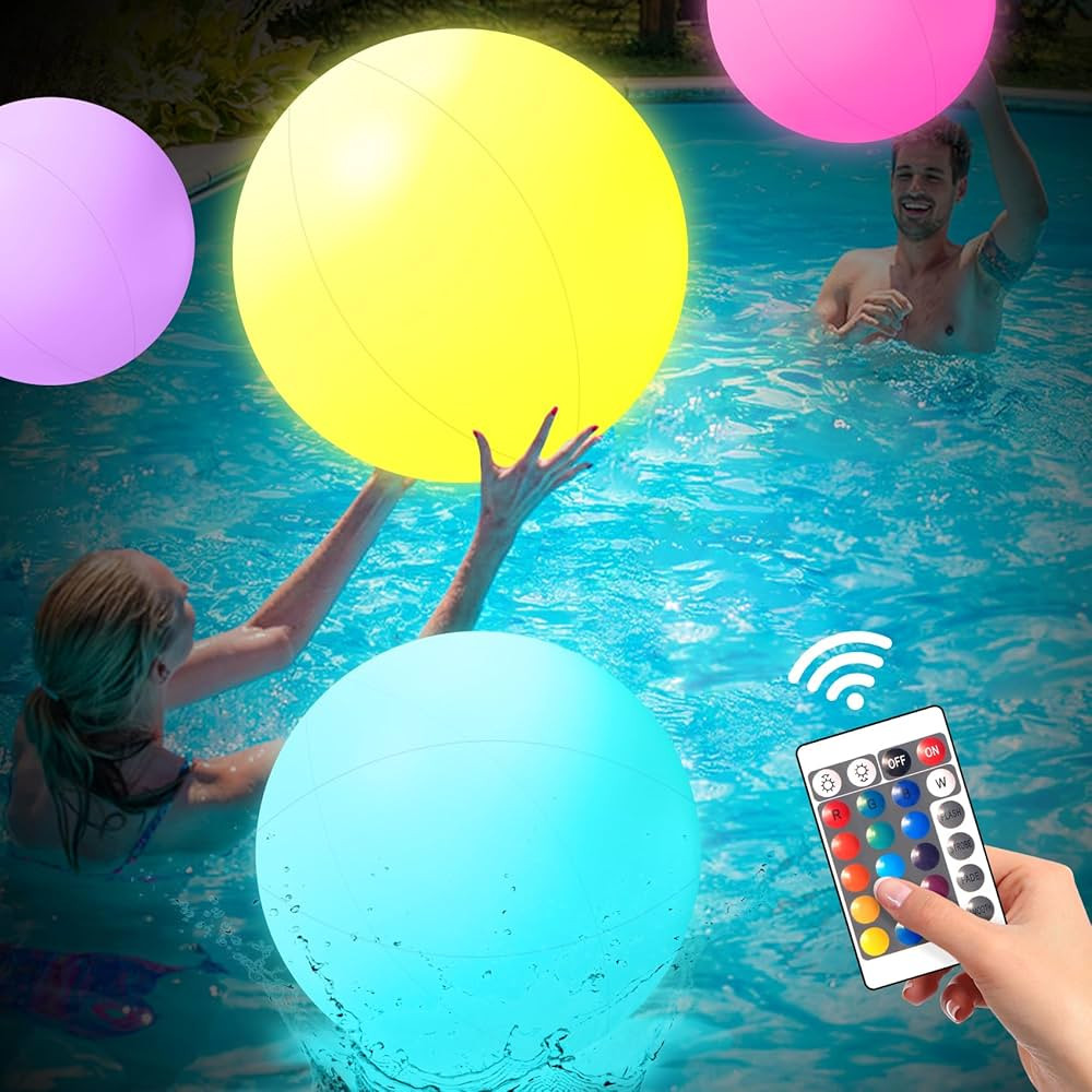 MIAOKE 5 Pack Pool Toys 16 Inch- 16 Lighting and 4 Modes LED Beach Ball with Remote Control,Suita... | Amazon (US)