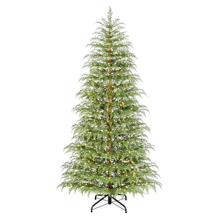 My Texas House 7.5ft Prelit Green Cypress Artificial Christmas Tree, 500 Warm White Twinkle LED | Walmart (US)