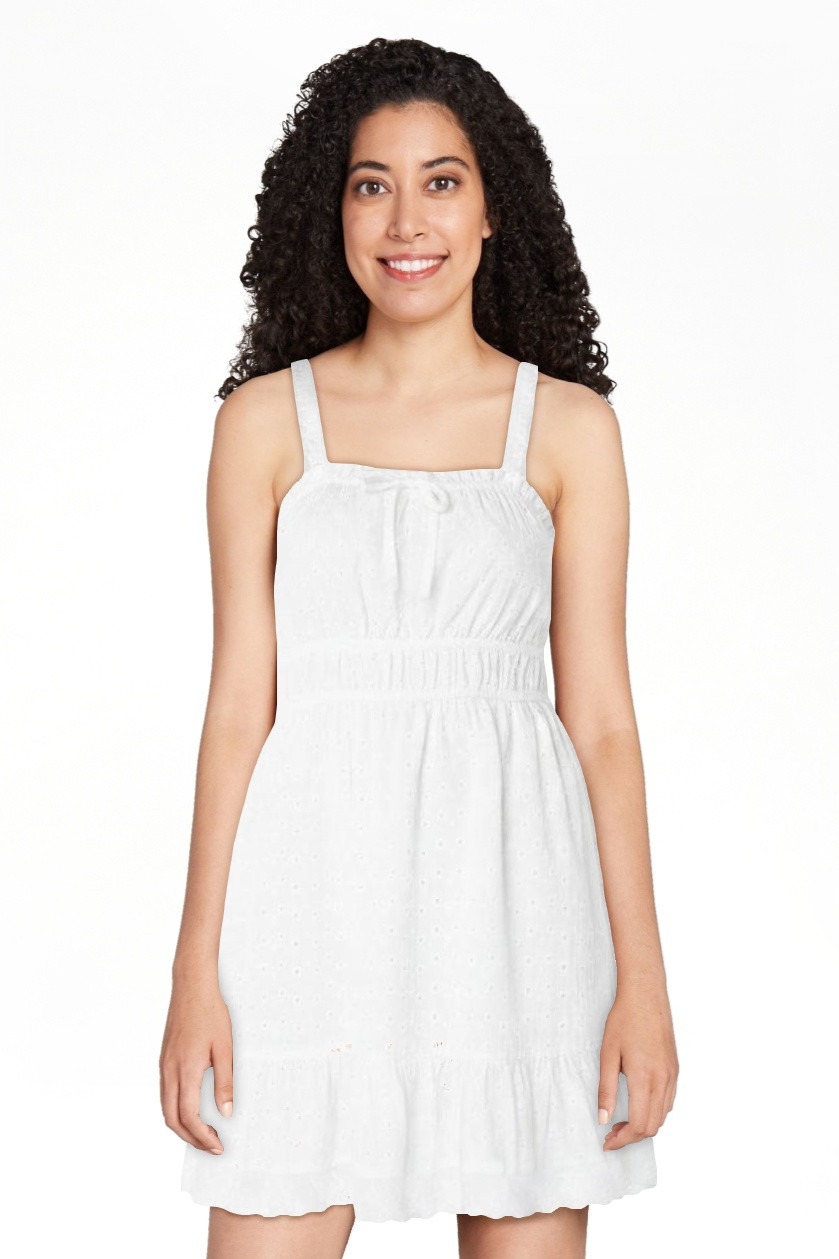 Celebrity Pink Women's Spaghettit Strap Eyelet Babydoll Dress, Sizes XS-XXXL | Walmart (US)