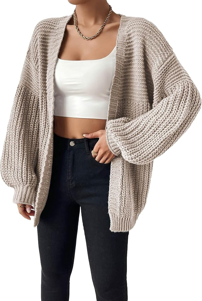 Women's Open Front Casual Drop Shoulder Loose Long Cardigan Sweater Outerwear | Amazon (US)