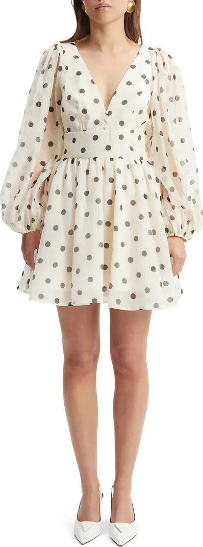 Bardot Eva Polka Dot Long Sleeve Minidress | Nordstrom | Nordstrom