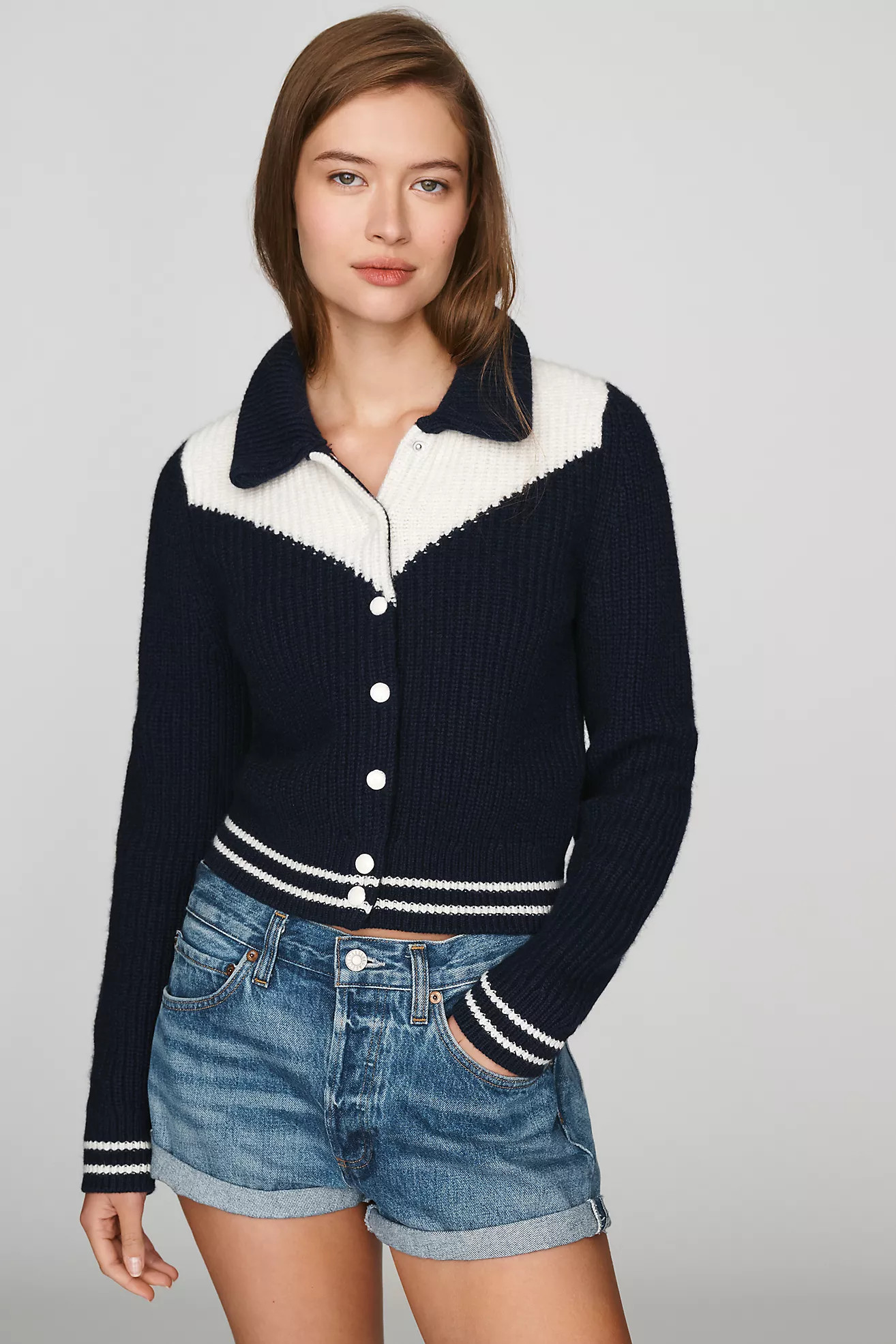 MOTHER The Baby Raquette Wool Cotton Cardigan | Anthropologie (US)
