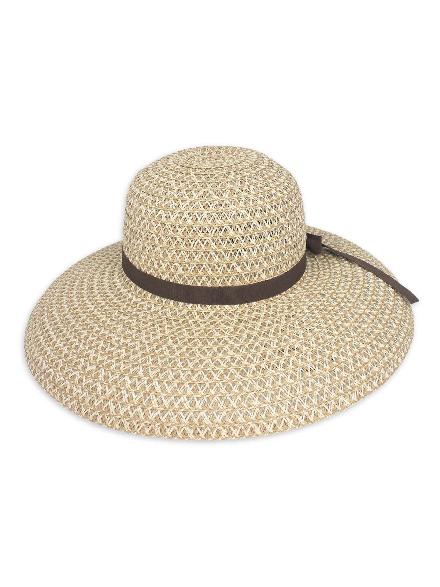 Ladies Laundry Two-Tone Straw Sunhat with Rounded Brim and Ribbon Band - Walmart.com | Walmart (US)