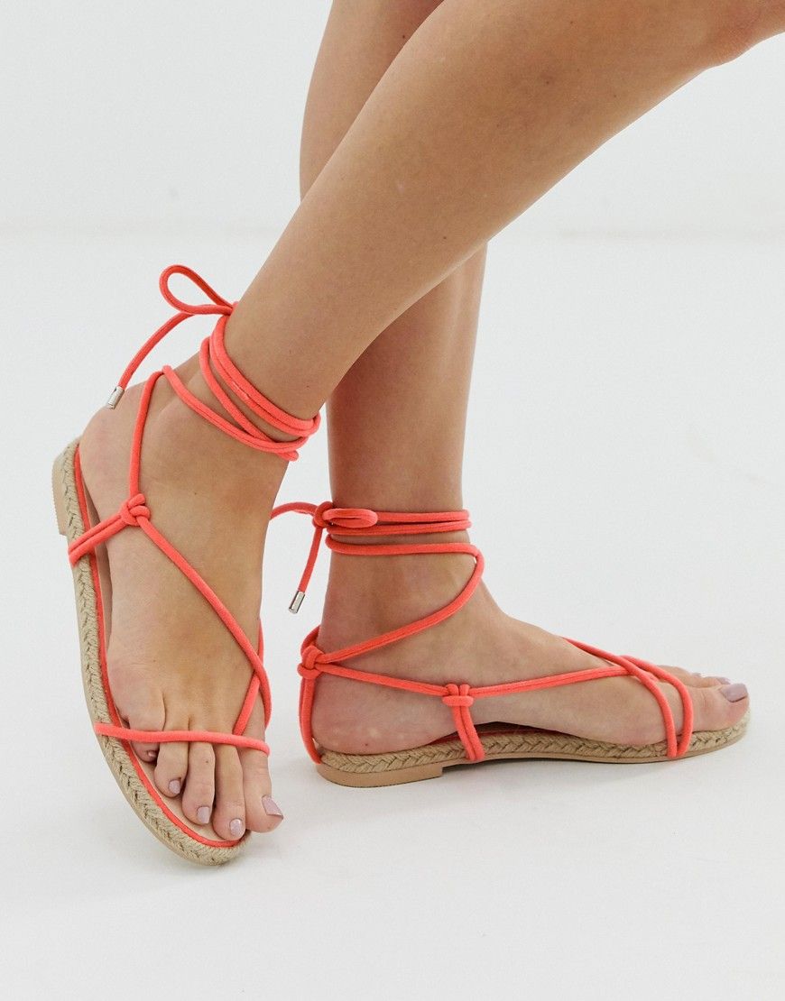 Simmi London Hira neon orange toe loop espadrille sandals - Orange | ASOS US