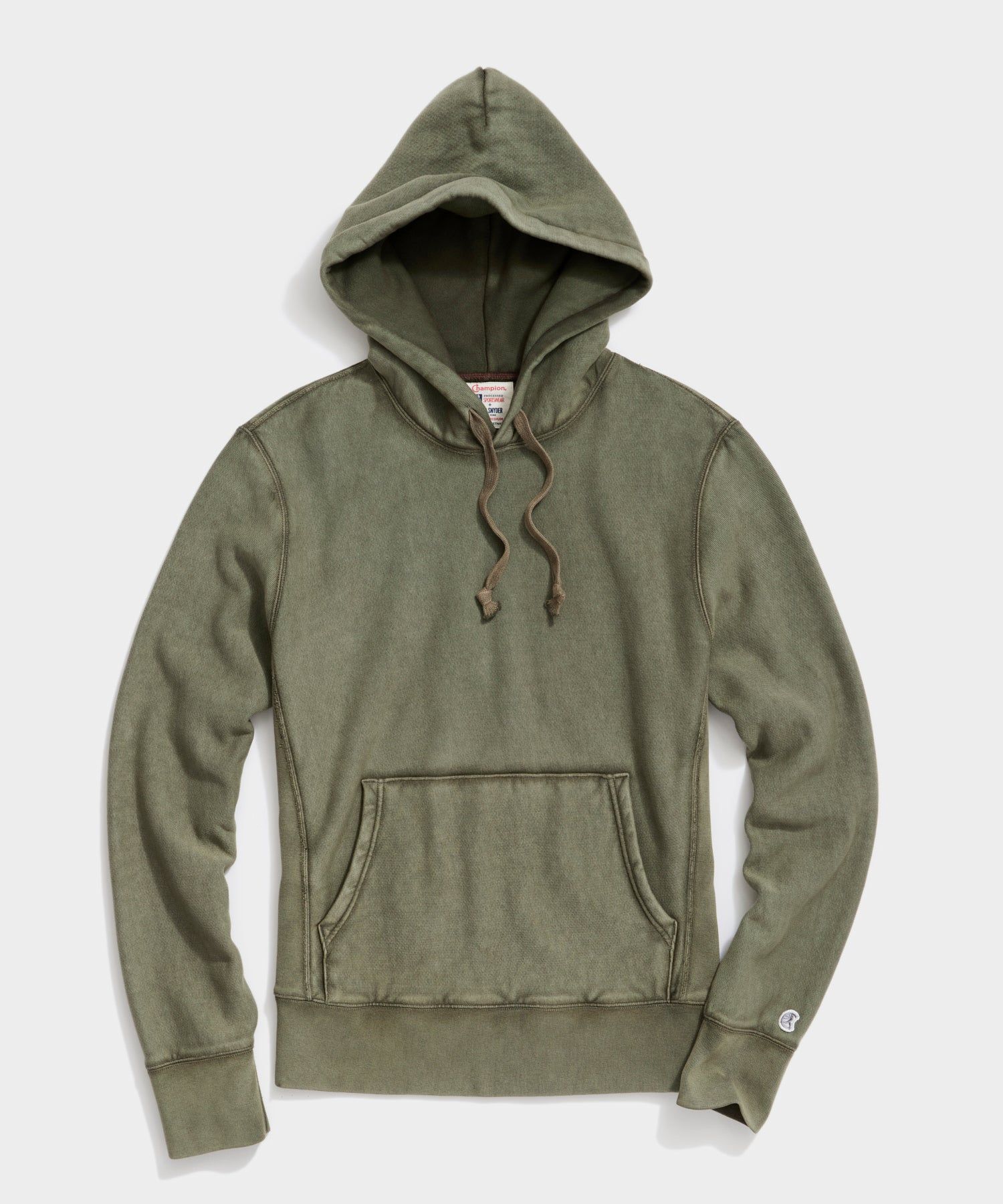 Sun-Faded Midweight Popover Hoodie Sweatshirt in Army Green | Todd Snyder