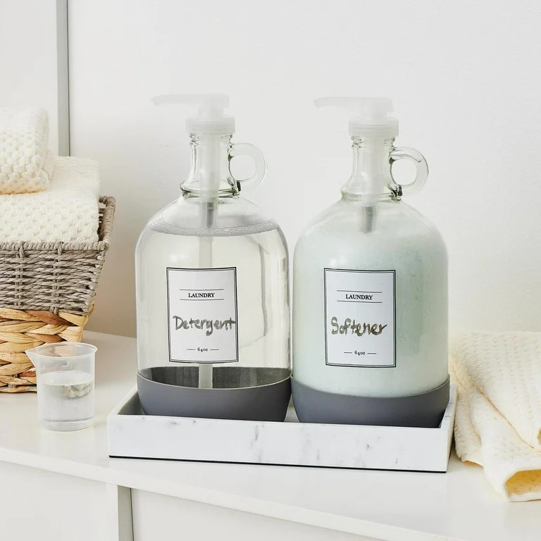Better Homes & Gardens Laundry Detergent Dispenser Set with Tray and Measuring Cup, Clear & White... | Walmart (US)