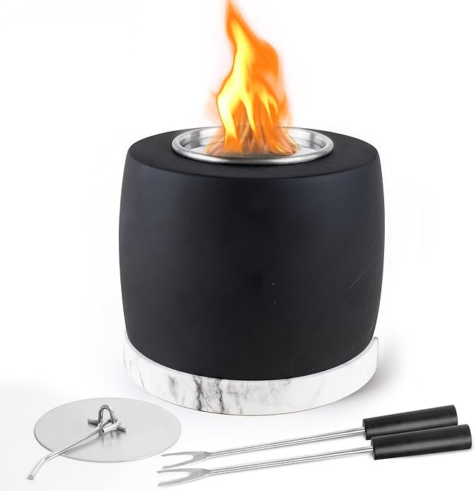 Tabletop Fire Pit, Table Top Fire Bowl with 2 Roasting Sticks | Small Fire Pit, 91% Isopropyl Alc... | Amazon (US)