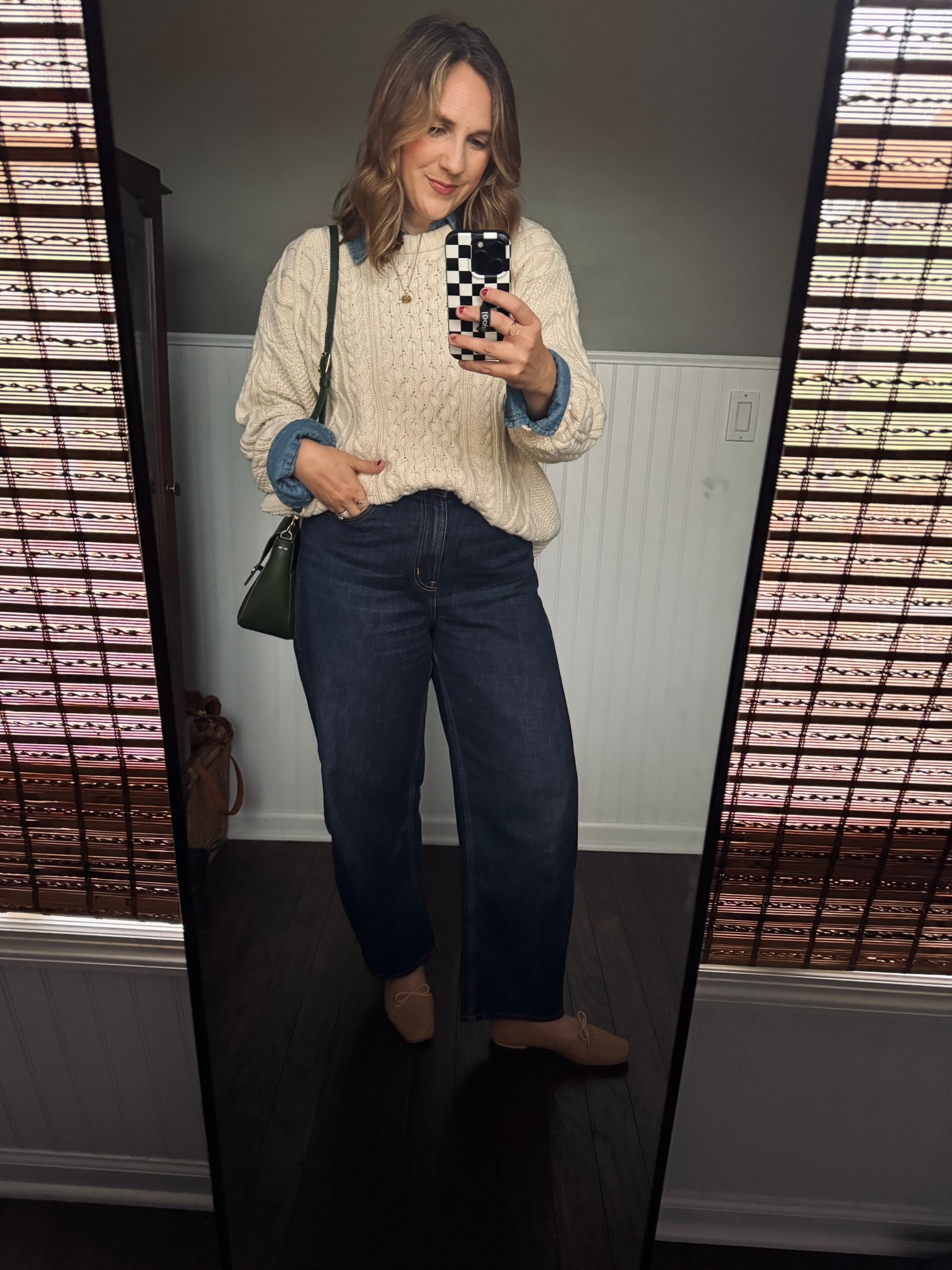 Ootd 
Sweater- Gap - tts or down a size 20% off
Jeans- Gap- Down a size - 40% off
Denim shirt- Old Navy - tts 
ballet Flats- Freda Salvador - sizes 8 and up half a size - Early Black Friday Sale 25% off 
Code: BlackFriday25

#LTKCyberWeek #LTKSaleAlert #LTKootd