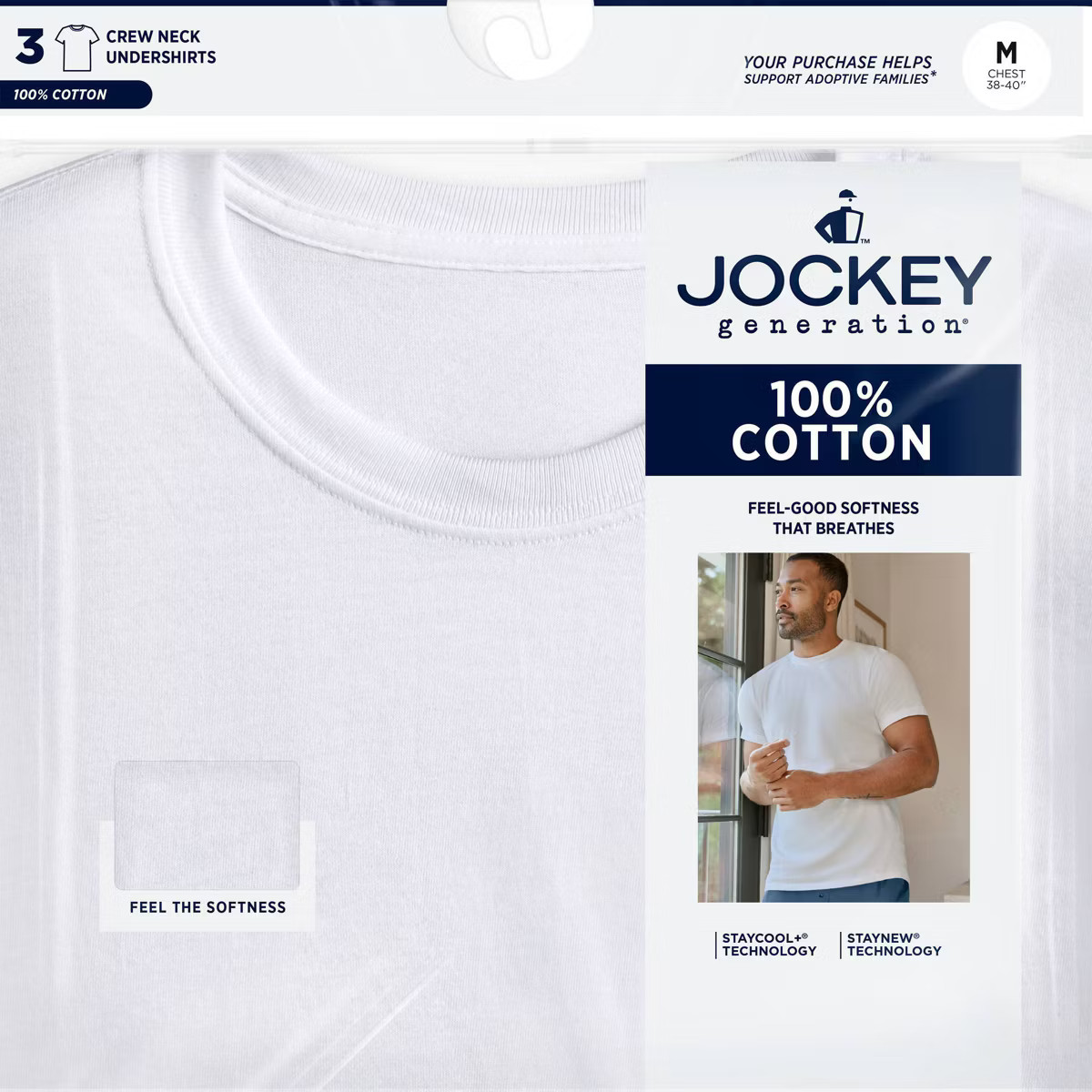 Jockey Generation™  Men's 100% Cotton Crew Neck 3pk Undershirt | Target