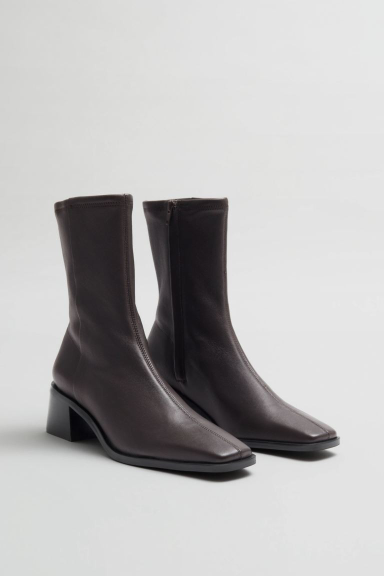 Sockboots aus Leder - Mahagoni - Ladies | H&M DE | H&M (DE, AT, CH, NL, FI)
