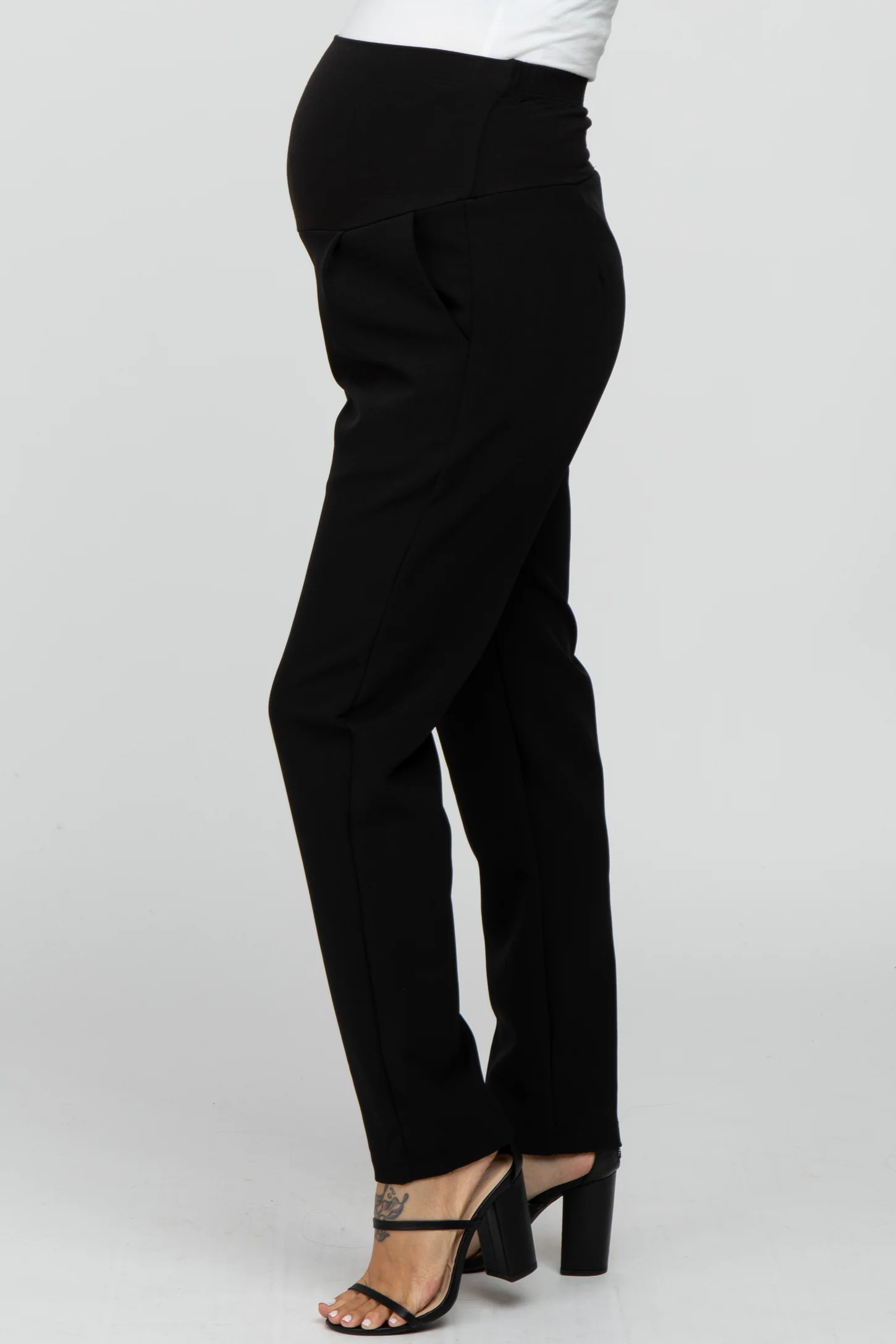 Black Pleated Relax Fit Maternity Pants | PinkBlush Maternity