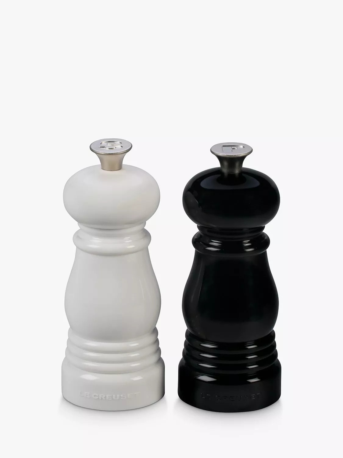 Le Creuset Salt and Pepper Mini Mills Gift Set, Black/White | John Lewis (UK)