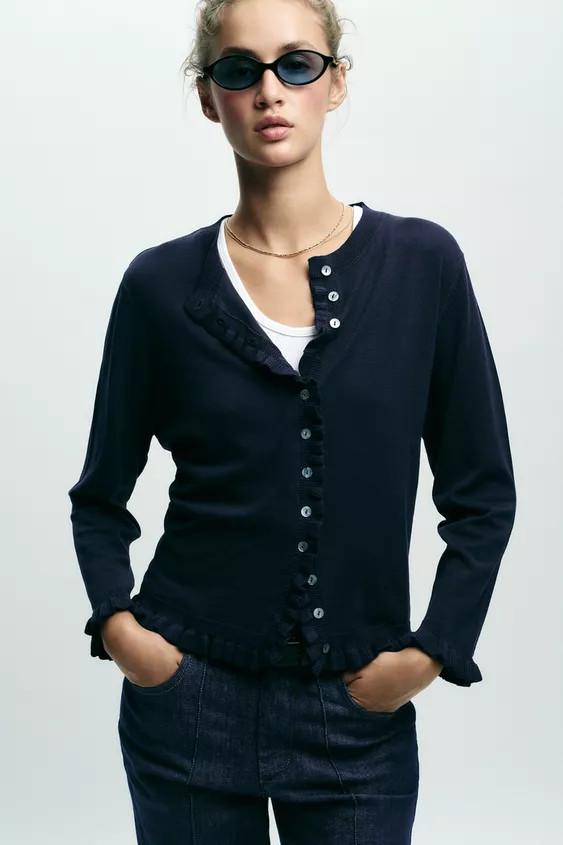 RUFFLED KNIT CARDIGAN | Zara US