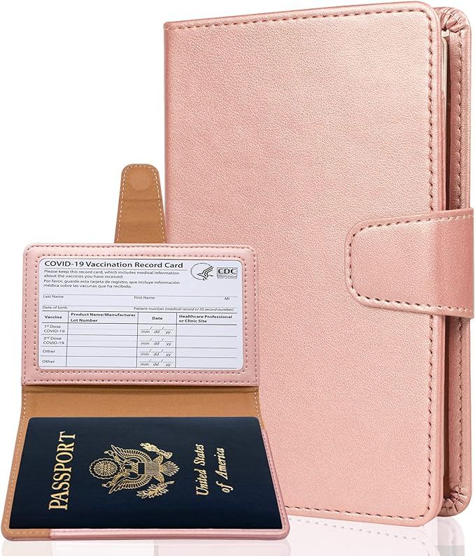 Teskyer Passport Holder and Vaccine Card Holder, Fit for 4 x 3" Vaccine Card, Leather Passport Wa... | Amazon (US)