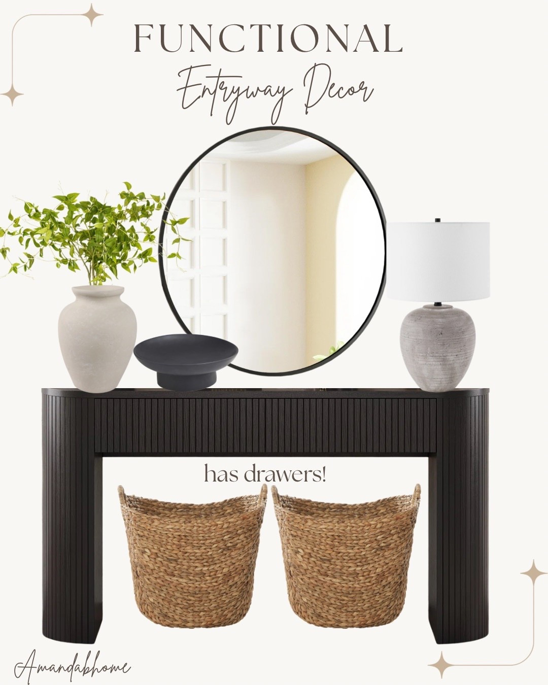 Functional entryway decor! The console table has drawers and you can use the baskets for shoe storage 🙌

#LTKHome