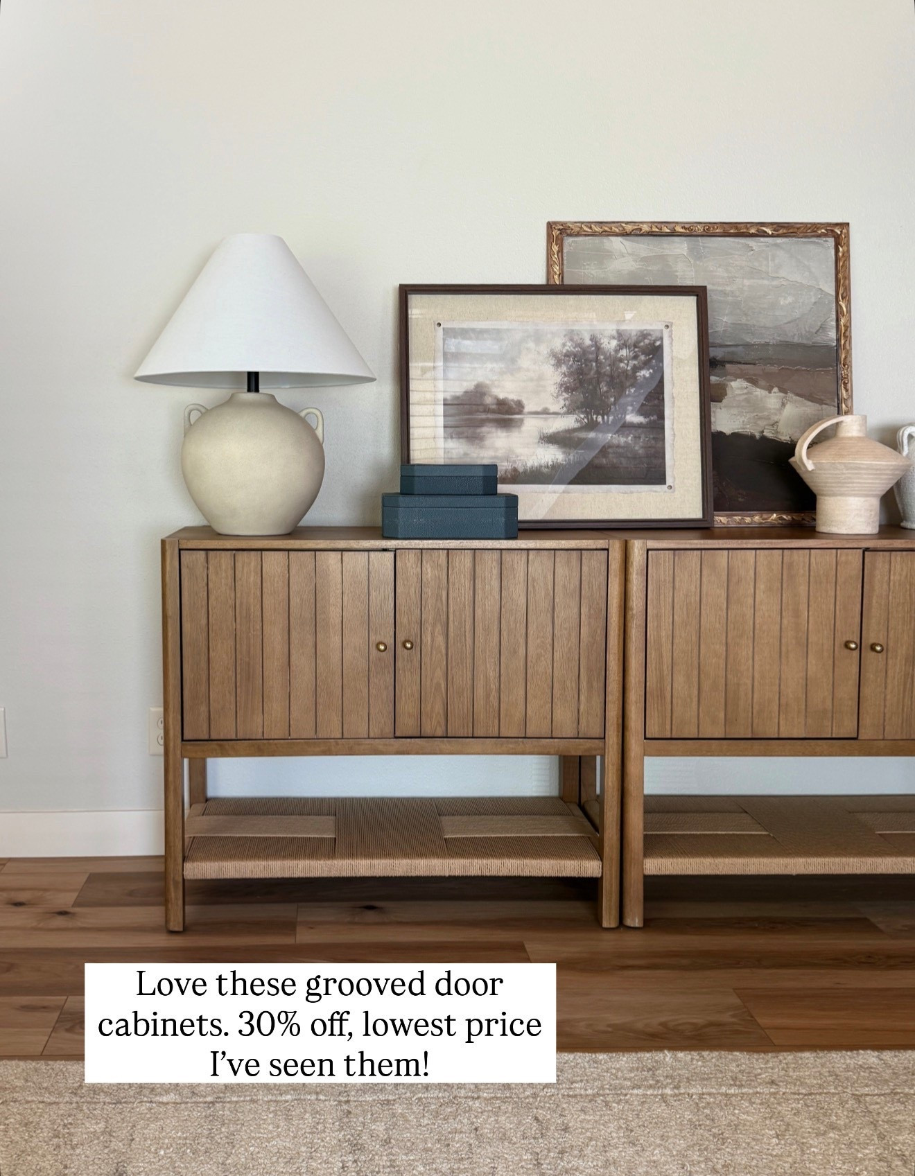 The cabinets at our lake cabin are on sale! We paired 2 of them together to make a larger sideboard. Love the woven shelf ok the bottom  

#LTKSaleAlert #LTKHome