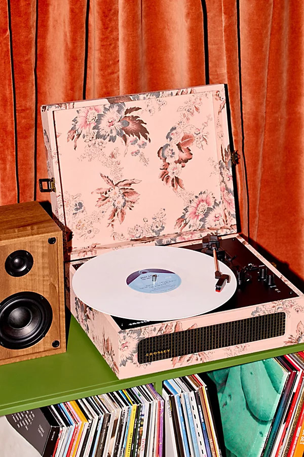 Crosley Floral Voyager Bluetooth Record Player in Pink at Urban Outfitters | Urban Outfitters (US and RoW)