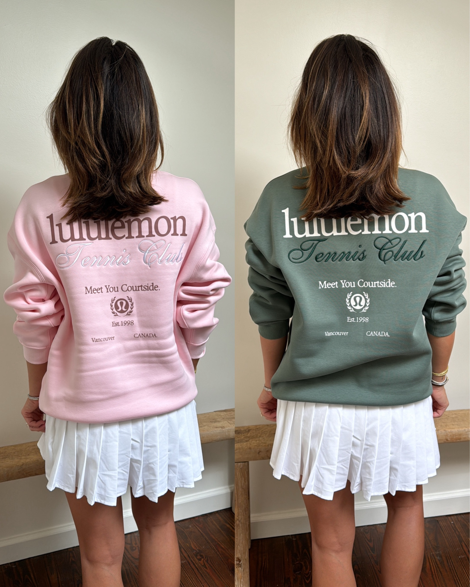 Lululemon tennis club

Sweatshirt size xs 
Bike shorts size 4
Leggings size 4
Skort size 4
Sports bra size 4
Slides size 7
Tote bag 

#LTKFindsUnder50 #LTKFitness #LTKFindsUnder100