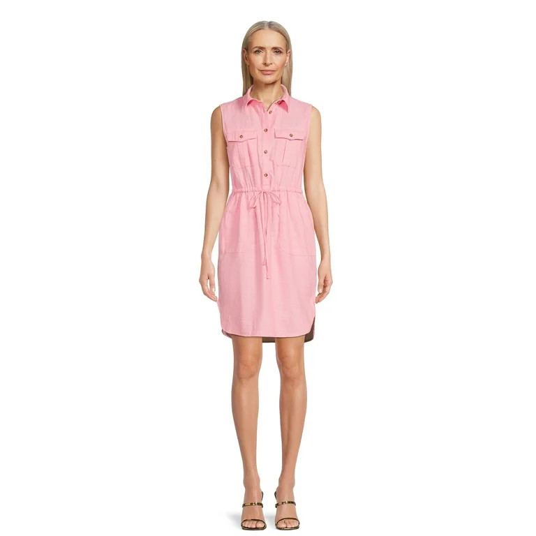 Time and Tru Women's Sleeveless Shirt Dress | Walmart (US)