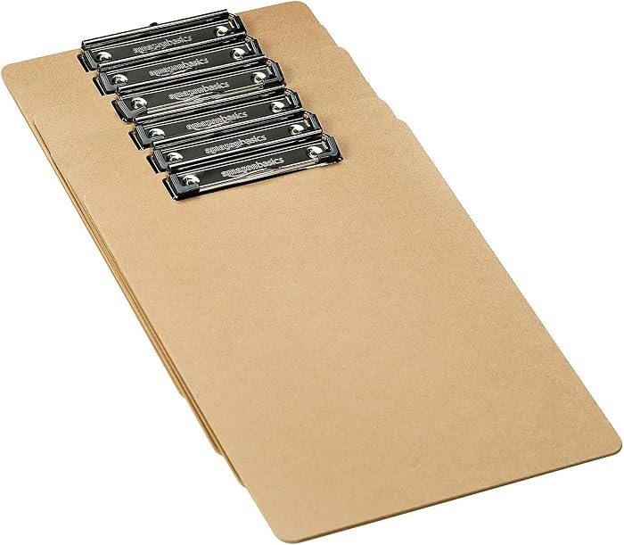 Amazon Basics Hardboard Office Clipboard, Low-Profile, Letter Size, 9" x 12.5", Brown, 6-Pack | Amazon (US)
