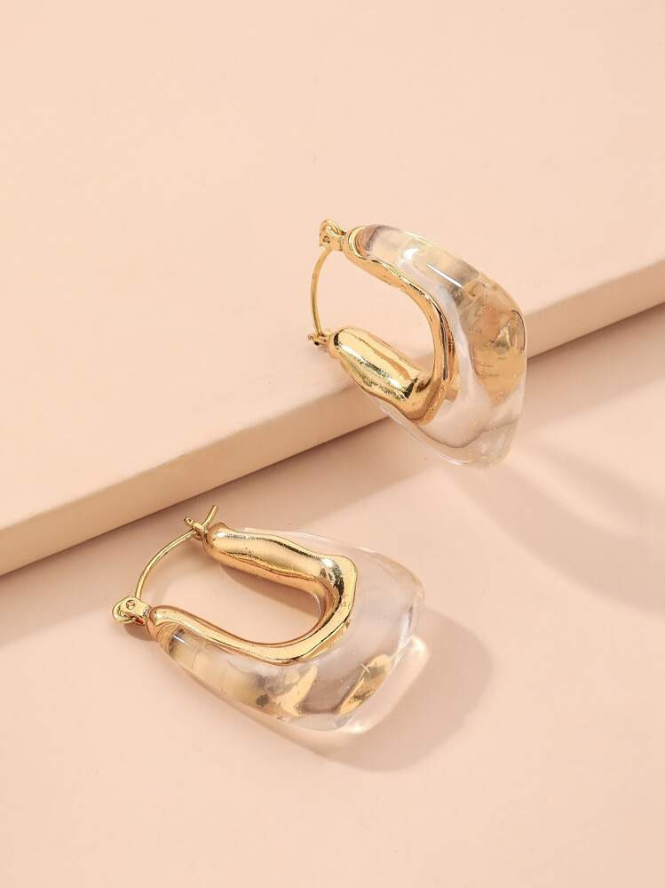 Andkiss Geometric Design Clear Earrings | SHEIN