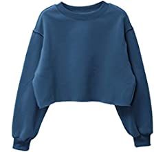Amazhiyu Women Cropped Sweatshirt Long Sleeves Pullover Fleece Crop Tops | Amazon (US)