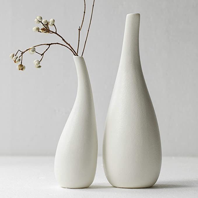 Ceramic Vase Set, White Modern Vase, Ceramic Modern Decor, Fire Mantle, Fire Place Decoration, Ru... | Amazon (US)