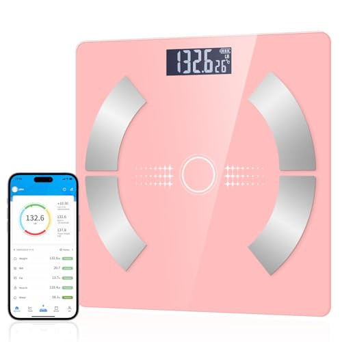 Smart Scale for Body Weight, Bathroom Digital Weighing Scale with BMI, Body Fat, Muscle Mass, Accurate Bluetooth Home User Health Equipment Sync Apps【Pink】 | Amazon (US)