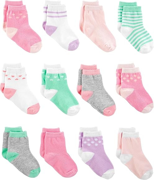 Simple Joys by Carter's Toddler and Baby Girls' Socks, Pack of 12 | Amazon (US)