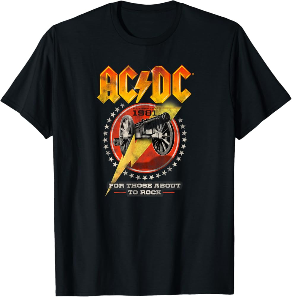 AC/DC Rock Music Band For Those About To Rock 1981 T-Shirt | Amazon (US)