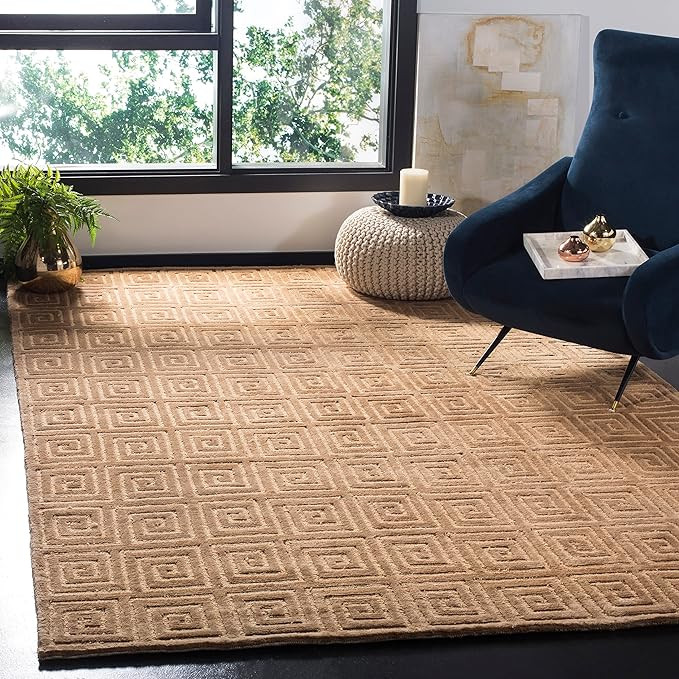SAFAVIEH Tibetan Collection 6' x 9' Beige/Brown TB108E Hand-Knotted Modern Premium Wool Area Rug | Amazon (US)