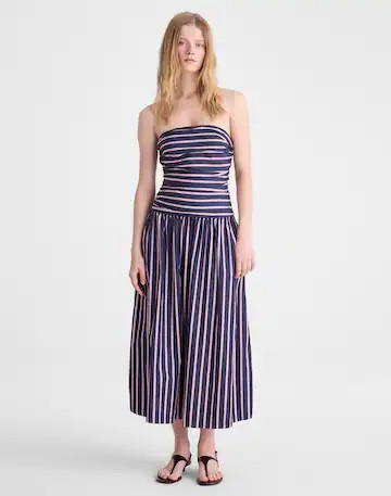 Strapless Ruched Midi Dress | Madewell