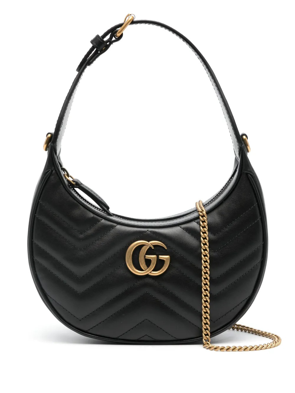 Gucci Mini GG Marmont half-moon Shoulder Bag | Black | FARFETCH BE | Farfetch Global