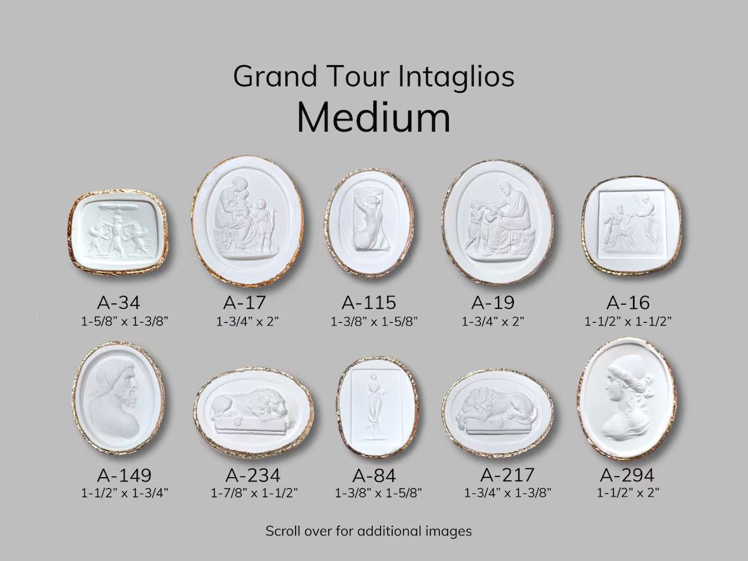 Medium Grand Tour Intaglio, Plaster Seals, Medallion Wall Art, Gold Leaf Intaglio, Modern Traditi... | Etsy (US)