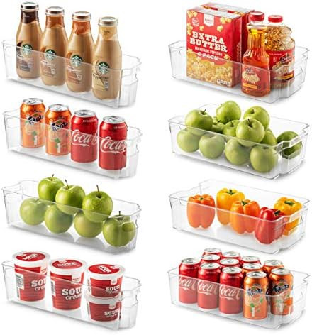 Set Of 8 Refrigerator Organizer Bins - 4 Wide and 4 Narrow Stackable Fridge Organizers for Freeze... | Amazon (US)