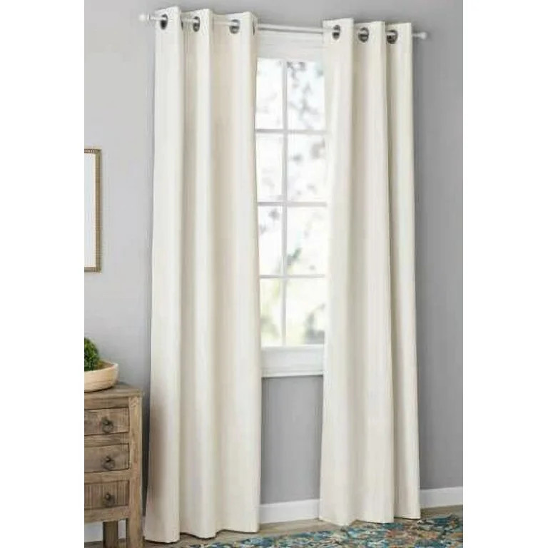 Mainstays Blackout Grommeted Curtain Panel Pair, Set of 2, White Solid, 37" x 84" | Walmart (US)