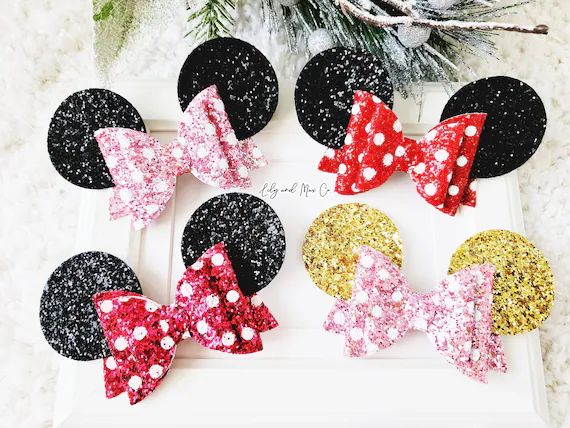 Minnie Mouse Ear Sequin Bow Clip Sequin Minnie Bow Alligator | Etsy | Etsy (US)