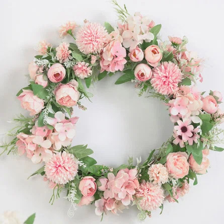 Primrue Primrue Artificial Flower Wreath Door Garland DIY Wedding Party Hanging Home Wall Decor | Wayfair North America