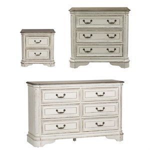3 Piece Rustic Farmhouse Set with Dresser and Chest with Nightstand | Cymax