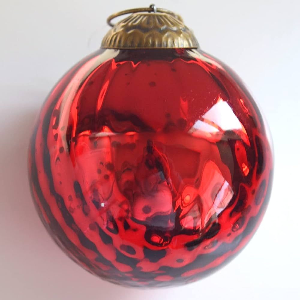 Set of 4 Red Mercury Glass Ornaments (3.15" Antique Embossed Ball) Perfect for Christmas Tree, Ha... | Amazon (US)