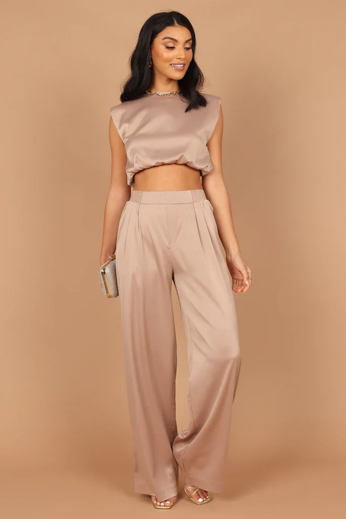 Elia Crop Top and Palazzo Pant Set - Mocha | Petal & Pup (US)