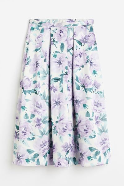 A-line Skirt - White/purple floral - Ladies | H&M US | H&M (US + CA)