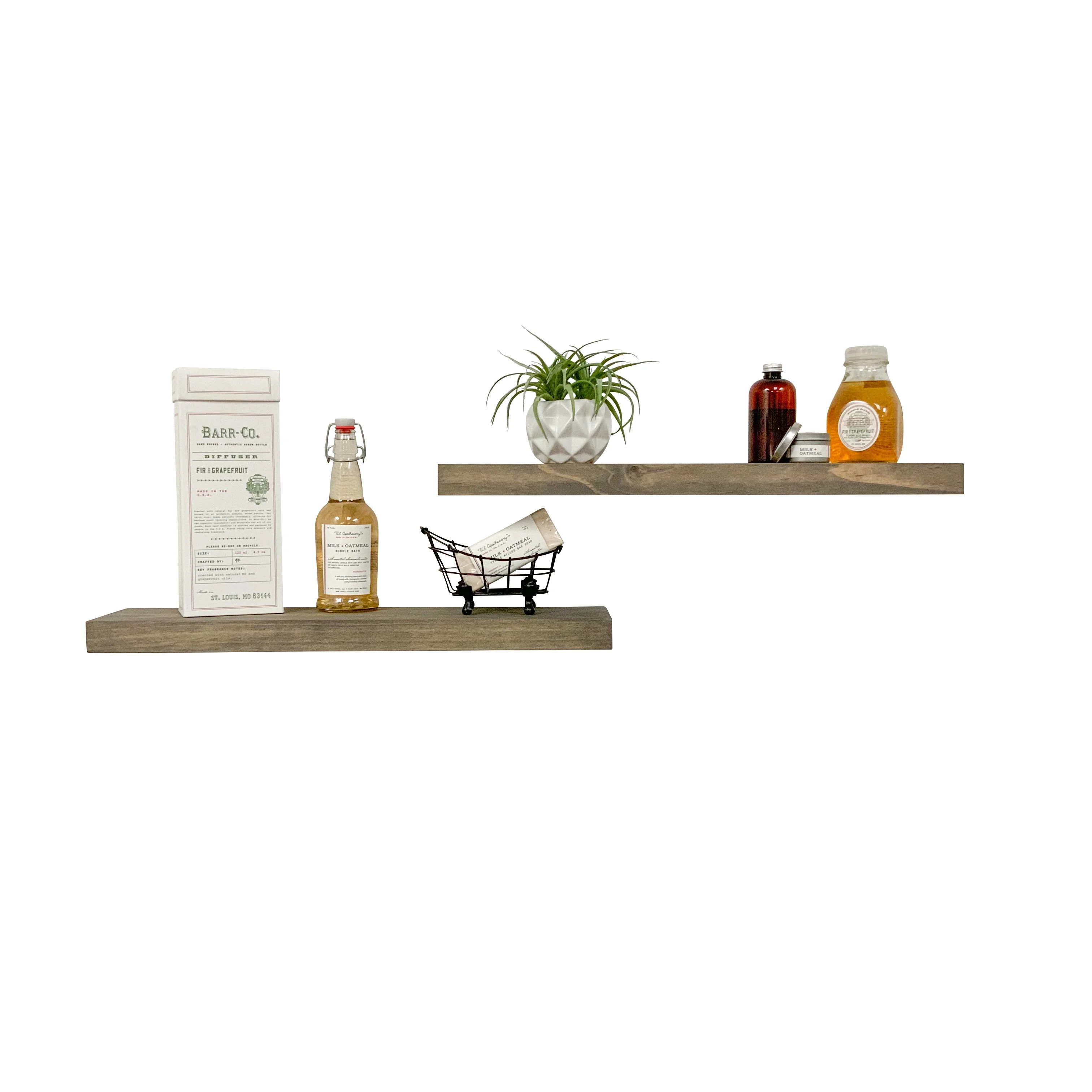 Del Hutson Designs 24-Inch Gray True Floating Shelves, Set of 2 - Walmart.com | Walmart (US)