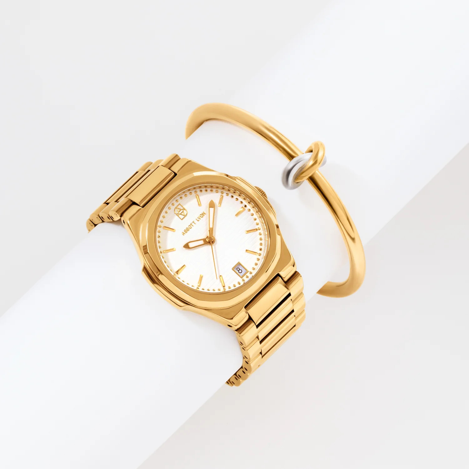 Sports Luxe Watch & Knot Bangle Set (Gold) | Abbott Lyon